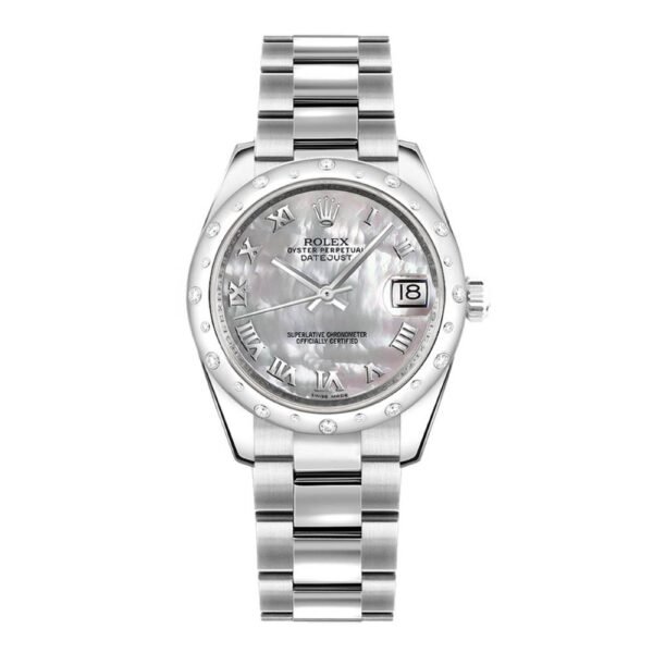 Rolex Datejust 31mm – Ref: 178344-0027 – Silver Mother of Pearl Dial & Diamond Bezel, Stainless Steel Oyster Bracelet Women’s Watch