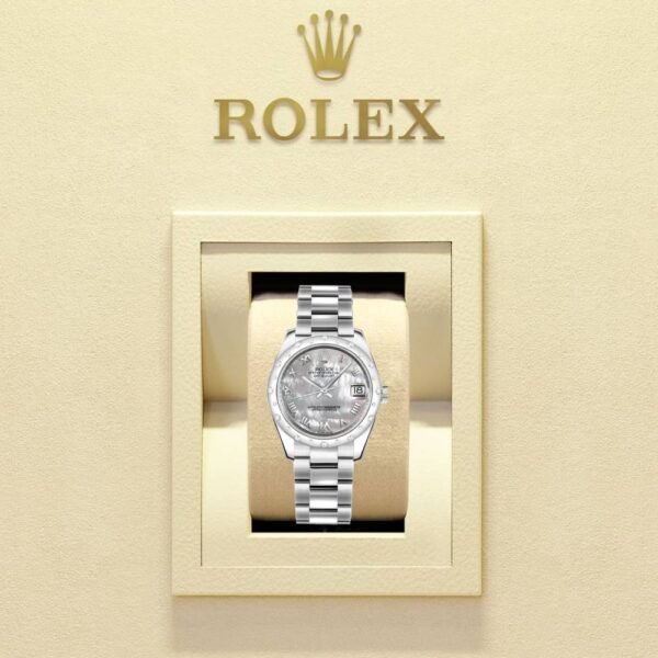 Rolex Datejust 31mm – Ref: 178344-0027 – Silver Mother of Pearl Dial & Diamond Bezel, Stainless Steel Oyster Bracelet Women’s Watch