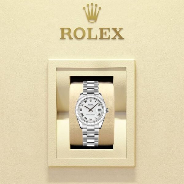 Rolex Datejust 31mm – Ref: 178344-0028 – White Dial & Diamond Bezel, Stainless Steel Oyster Bracelet Women’s Watch
