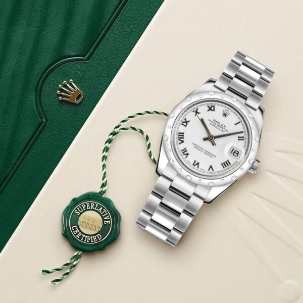 Rolex Datejust 31mm – Ref: 178344-0028 – White Dial & Diamond Bezel, Stainless Steel Oyster Bracelet Women’s Watch