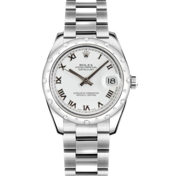 Rolex Datejust 31mm – Ref: 178344-0028 – White Dial & Diamond Bezel, Stainless Steel Oyster Bracelet Women’s Watch