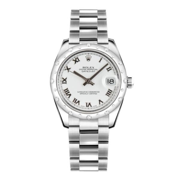 Rolex Datejust 31mm – Ref: 178344-0028 – White Dial & Diamond Bezel, Stainless Steel Oyster Bracelet Women’s Watch