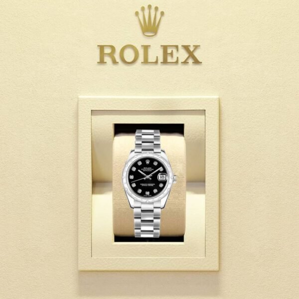 Rolex Datejust 31mm – Ref: 178344-0030 – Black Diamond Dial, Stainless Steel Oyster Bracelet Women’s Watch