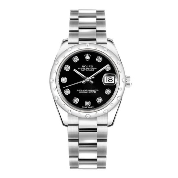 Rolex Datejust 31mm – Ref: 178344-0030 – Black Diamond Dial, Stainless Steel Oyster Bracelet Women’s Watch