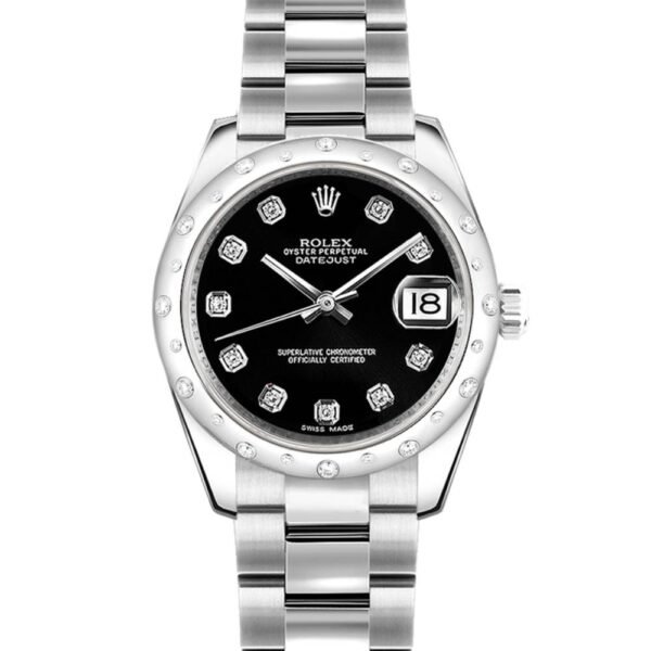 Rolex Datejust 31mm – Ref: 178344-0030 – Black Diamond Dial, Stainless Steel Oyster Bracelet Women’s Watch