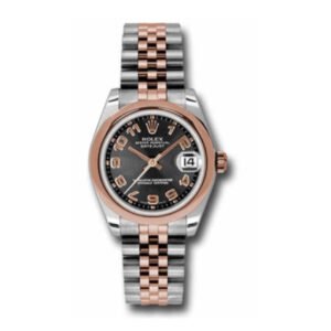 Rolex Datejust 31mm – Ref: 178241 bkcaj – Black Roman Dial, Two Tone Stainless Steel & 18K Rose Gold Jubilee Bracelet Women’s Watch