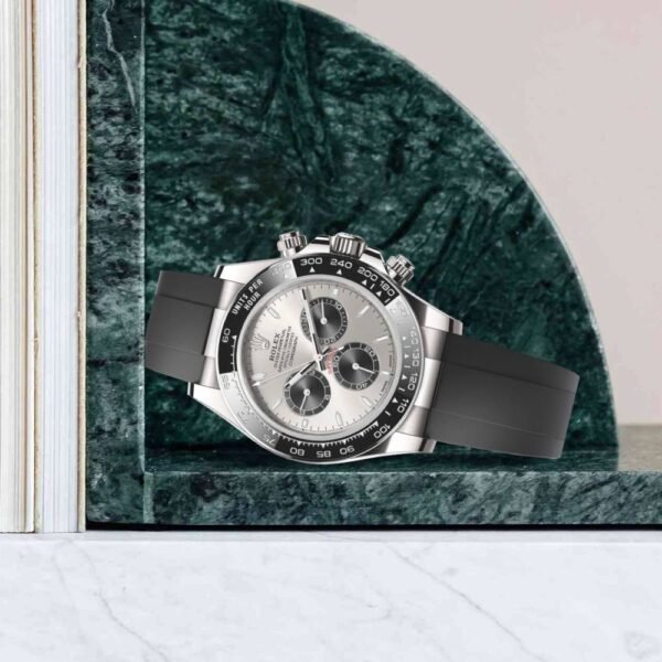 Rolex Cosmograph Daytona 40mm – Ref: 126519LN – Steel & Bright Black Index Dial & Ceramic Bezel, 18K White Gold Case Black Oysterflex Bracelet Men’s Watch