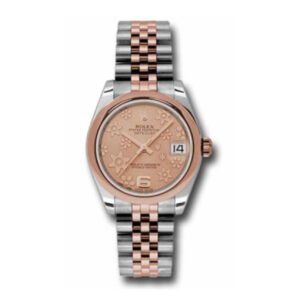 Rolex Datejust 31mm – Ref: 178241 pchfj – Pink Champagne Floral Dial, Two Tone Stainless Steel & 18K Rose Gold Jubilee Bracelet Women’s Watch