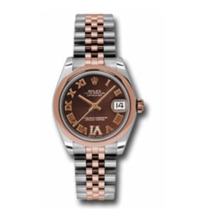 Rolex Datejust 31mm – Ref: 178241 chdrj – Chocolate Roman Diamond Dial Two Tone Stainless Steel & 18K Rose Gold Jubilee Bracelet Women’s Watch