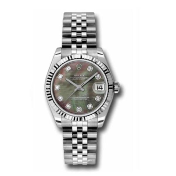 Rolex Datejust 31mm – Ref: 178274-0046 – Black Mother of Pearl Diamond Dial, Stainless Steel Jubilee Bracelet Watch