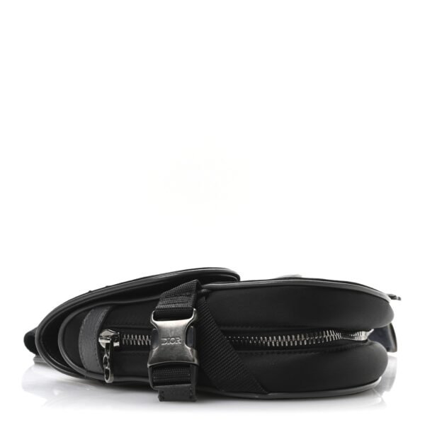 Nylon Grained Calfskin Saddle Bag Black Multicolor