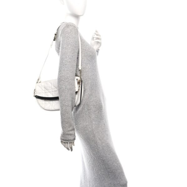 Lambskin Cannage Medium Dior Vibe Hobo Bag White