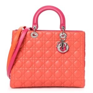 a2f33dd8b96dcf263c61a63c46d8eb2e.jpg Lambskin Cannage Large Bi-Color Lady Dior Orange Fuchsia
