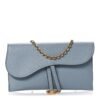 Grained Calfskin Saddle Chain Pouch Cloud Blue