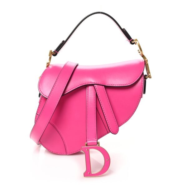 Supple Calfskin Mini Saddle Bag With Strap Passion Pink