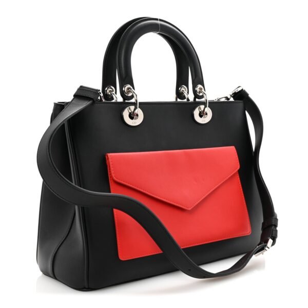 Smooth Calfskin Tri-Color Diorissimo Pocket Tote Black Blue Red