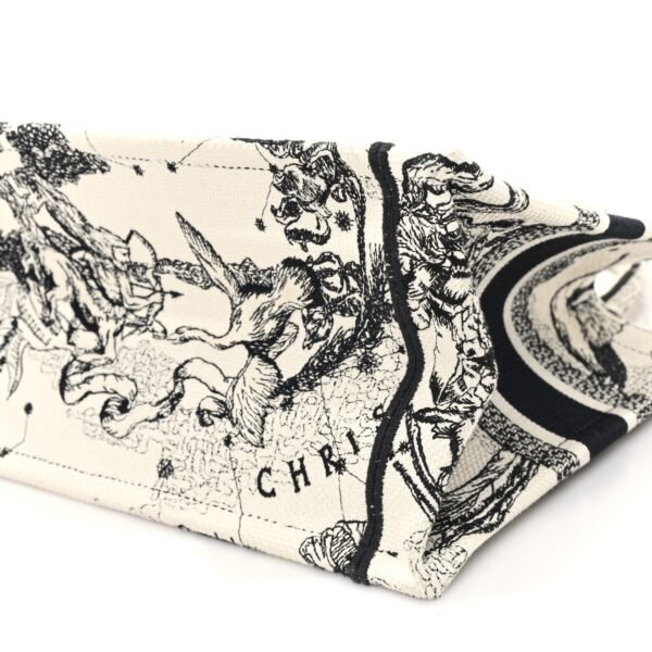 Canvas Embroidered Small Zodiac Toile De Jouy Book Tote Latte