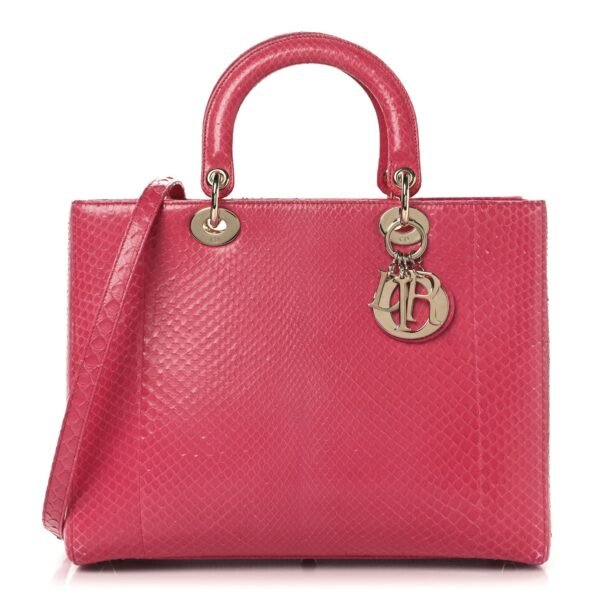 Snakeskin Large Lady Dior Pink