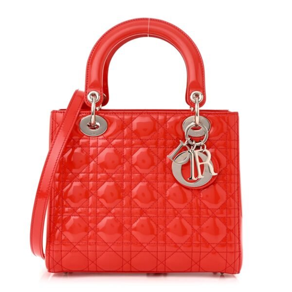 ae2d2685514d2d23615cbfeb521c5fde.jpg Patent Cannage Medium Lady Dior Red