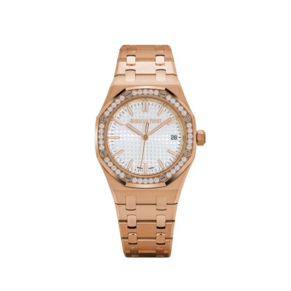 Audemars Piguet Royal Oak 77451OR.ZZ.1361OR.03 'Ladies' Rose Gold Silver Dial Diamond Bezel