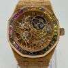 Audemars Piguet Royal Oak 15468OR.YG.1259OR.01 Openworked Frosted Rose Gold Rainbow Bezel