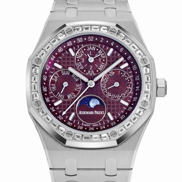 Audemars Piguet Royal Oak Perpetual Calendar 26598BC.ZZ.1220BC.01 'Qatar Edition' White Gold Burgundy Dial Diamond Bezel (2024)