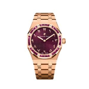Audemars Piguet Royal Oak Quartz 67656OR.GR.1261OR.01 'Ladies' 'Special Edition' Rose Gold Burgundy Dial Garnet Bezel