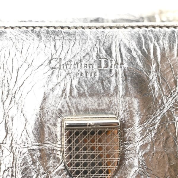 Metallic Calfskin Medium Diorever Flap Silver