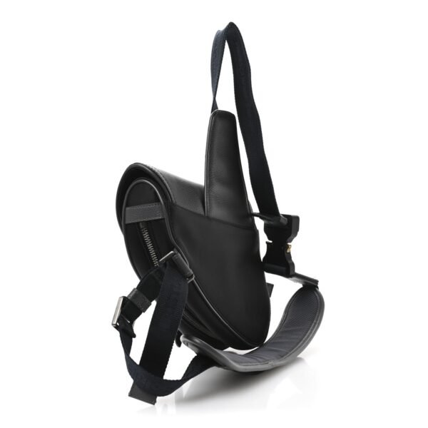 Nylon Grained Calfskin Saddle Bag Black Multicolor