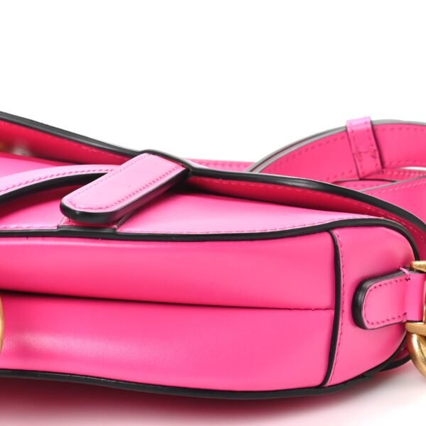 Supple Calfskin Mini Saddle Bag With Strap Passion Pink
