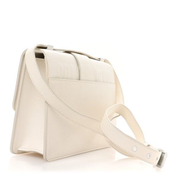 Ultra Matte Grained Calfskin 30 Montaigne Flap Bag White