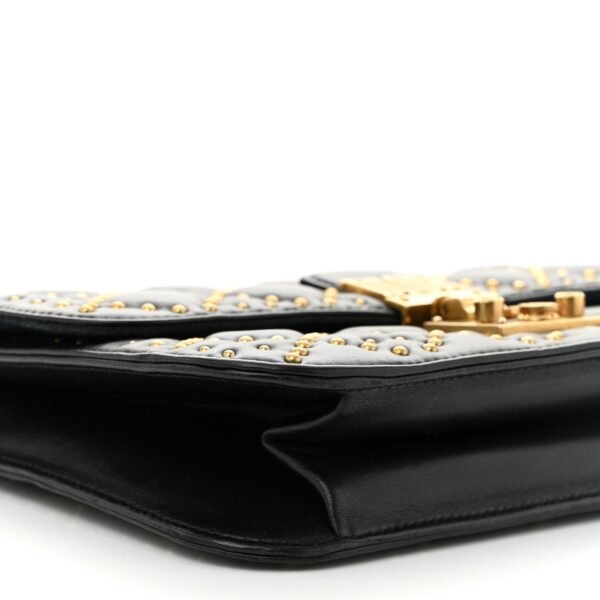 Lambskin Cannage Studded Large Dioraddict Flap Bag Black