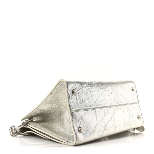 Metallic Calfskin Medium Diorever Flap Silver