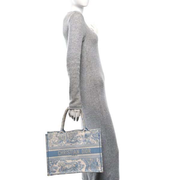 Canvas Embroidered Medium Dioriviera Toile De Jouy Book Tote Light Blue