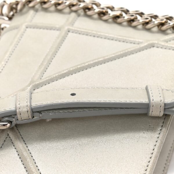 Metallic Calfskin Small Diorama Flap Bag Silver