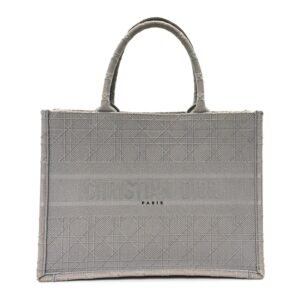 Canvas Embroidered Cannage Medium Book Tote Stone