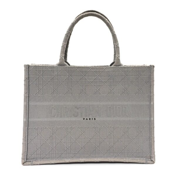 Canvas Embroidered Cannage Medium Book Tote Stone