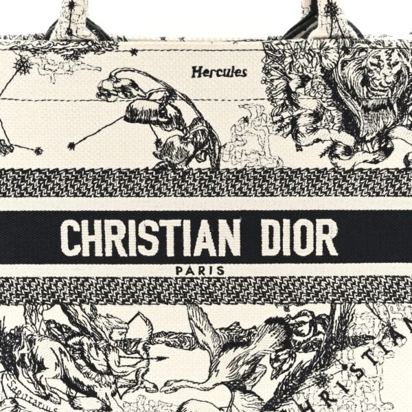 Canvas Embroidered Small Zodiac Toile De Jouy Book Tote Latte