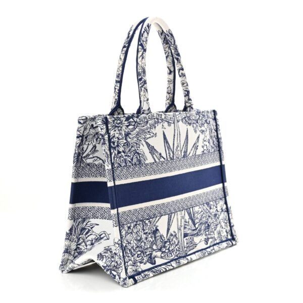 Canvas Embroidered Medium Reve d'Infini Book Tote Blue