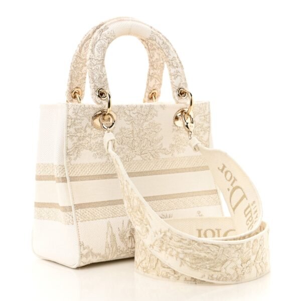 Canvas Around The World Stella Embroidered Medium Lady D-Lite White Gold