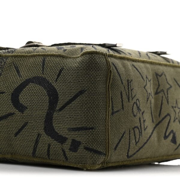 Canvas Embroidered Graffiti Diorcamp Messenger Green Black