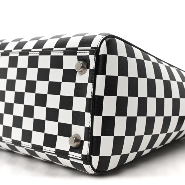 Calfskin Checkered Medium Lady Dior Black White