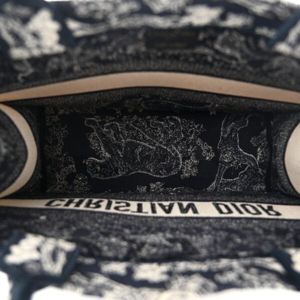 Canvas Embroidered Medium Dioriviera Toile De Jouy Reverse Book Tote Blue