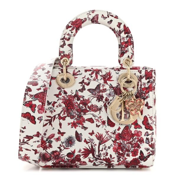 Calfskin Le Coeur Des Papillons Small My ABCDior Lady Dior White Multicolor
