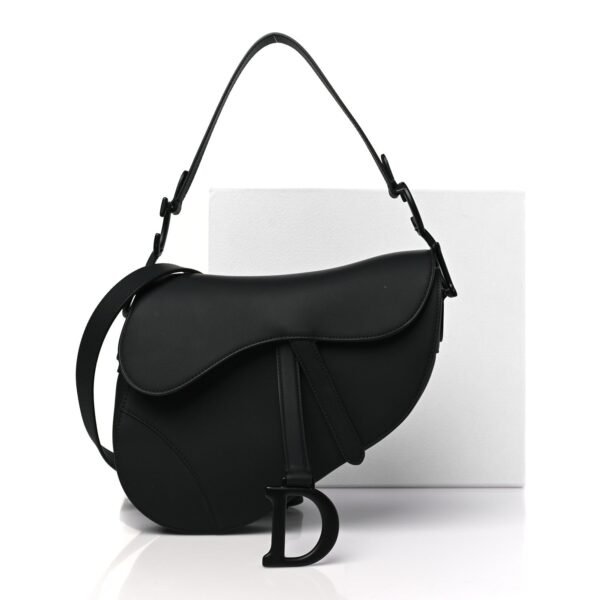 Ultra Matte Calfskin Saddle Bag With Strap Black
