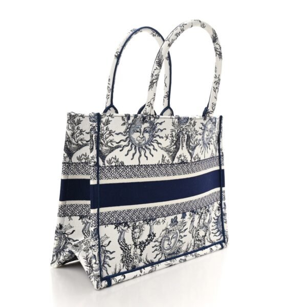 Canvas Embroidered Medium Toile de Jouy Soleil Book Tote Blue Multicolor