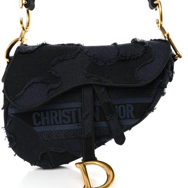 Canvas Embroidered Camouflage Saddle Bag Blue