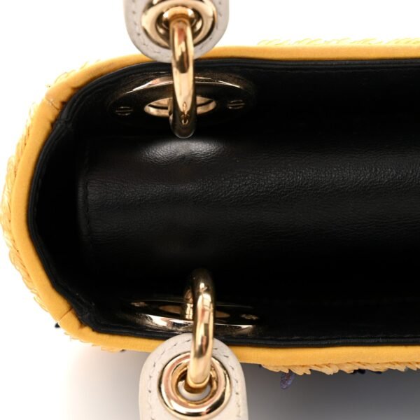 Canvas Sequin Flower Pop Mini Lady Dior Yellow Multicolor