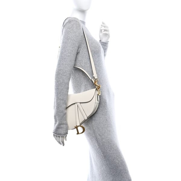 Grained Calfskin Saddle Bag With Strap Latte