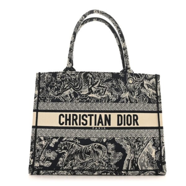 d0dde6f3efb221aa8a826a72b306abc0.jpg Canvas Embroidered Medium Toile De Jouy Reverse Book Tote Blue